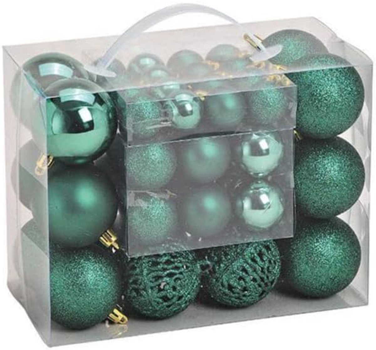 Kerstballen 3, 4 en 6 cm - Glans/mat/glitter - Groen - Kerstboom versiering/decoratie