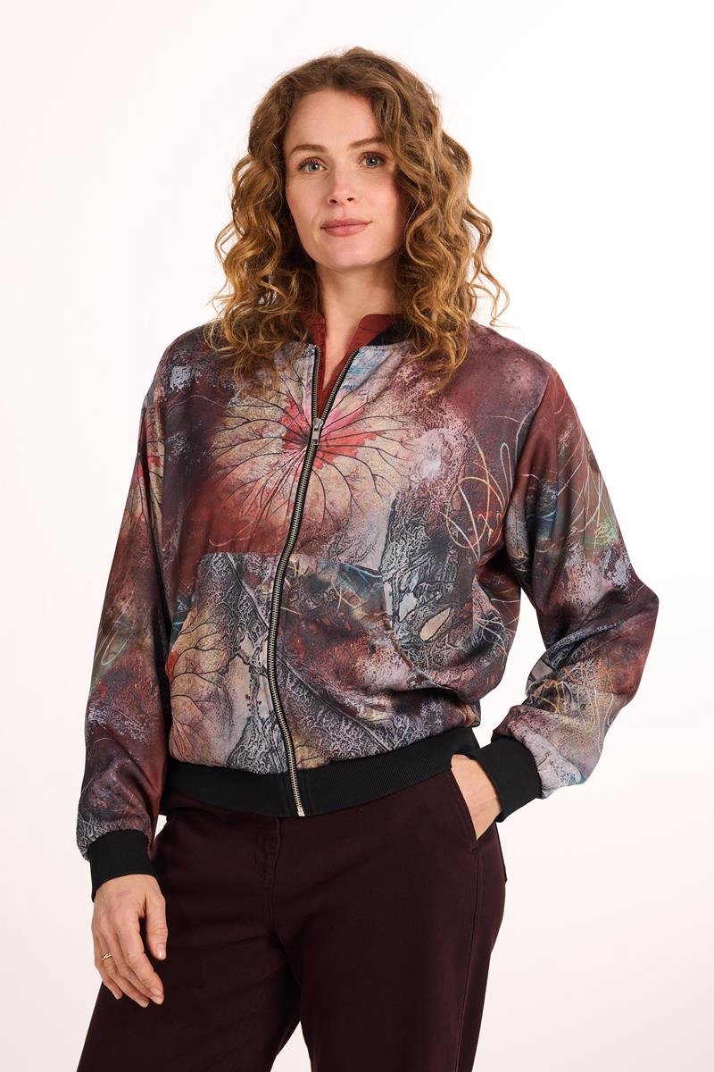 DIDI Dames Bomber Galaxy Burgundy Cloudroot print maat 40