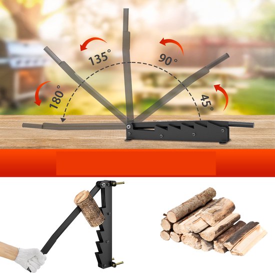 Aufun 2 Stucks Handmatige Houtklover - Zwart - Gietijzer Wandmontage Brandhoutkloofmachine met lange handgreep - Veilig houtkloven voor aanmaakhout. — afbeelding 3