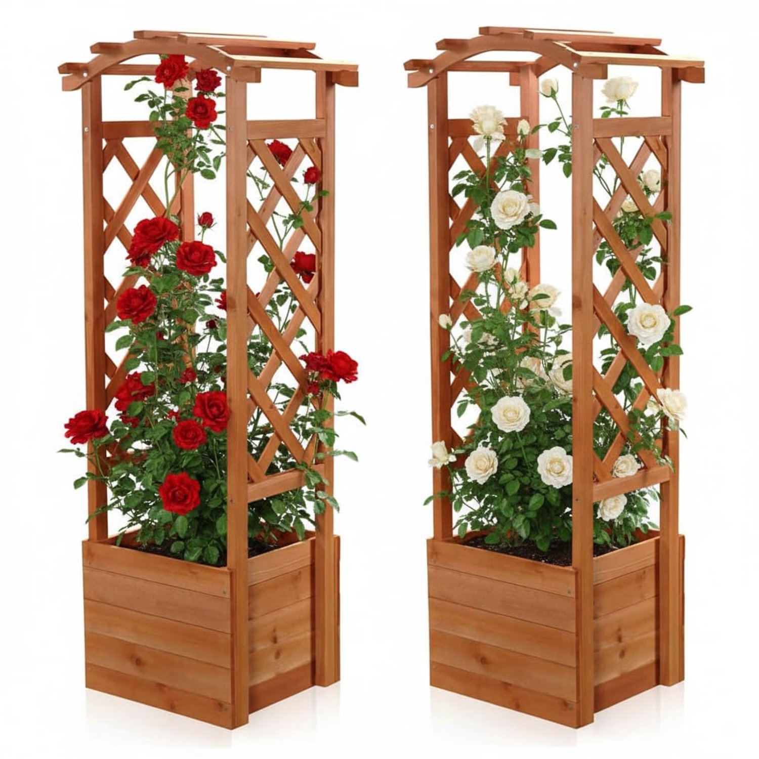 Trellis Planter met Rozenboog, 2-delig, Hout, 48x39x13 cm