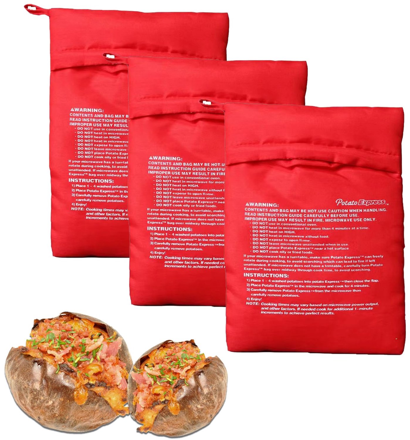 Set van 3 Herbruikbare Aardappelzakken voor Magnetron