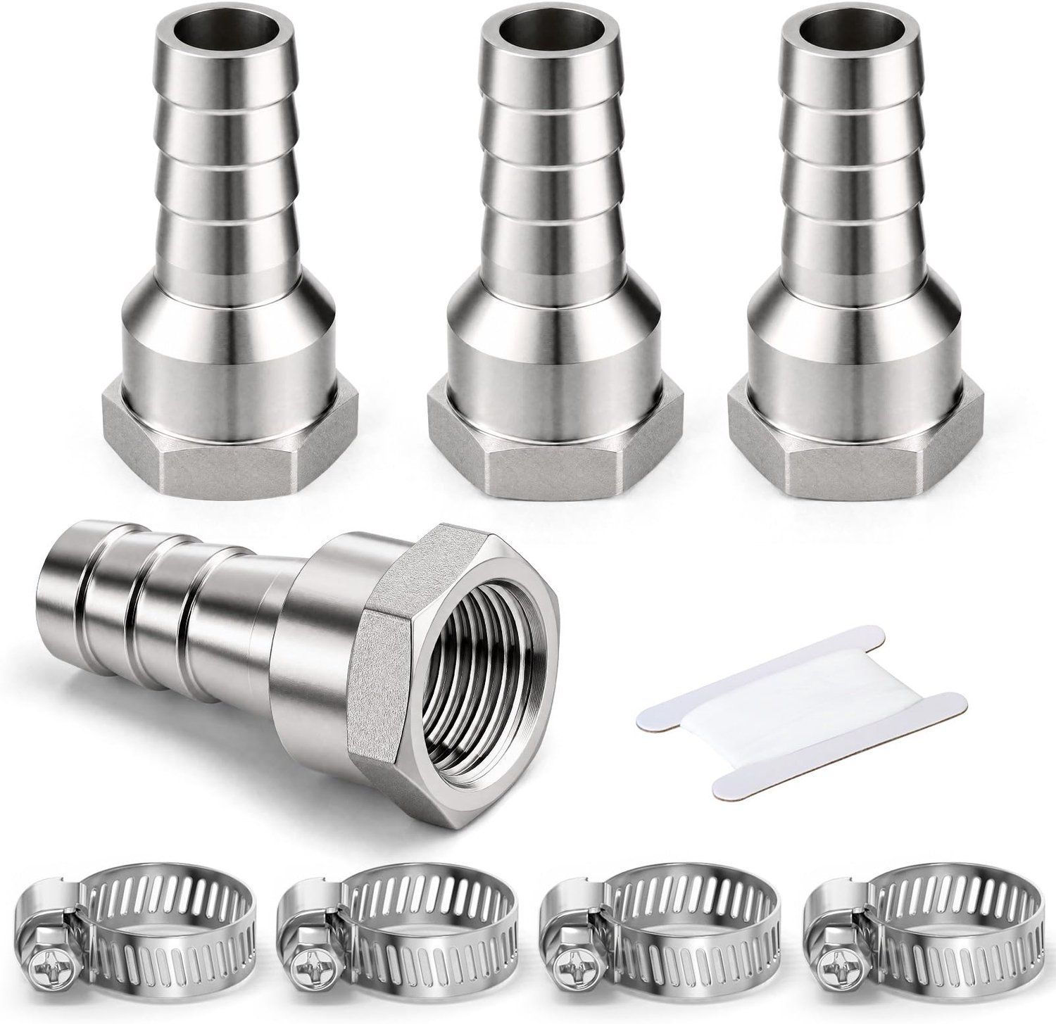 Koudgeslagen Slangfitting van 304 Roestvrij Staal 1/2" voor Lucht- en Waterleidingen