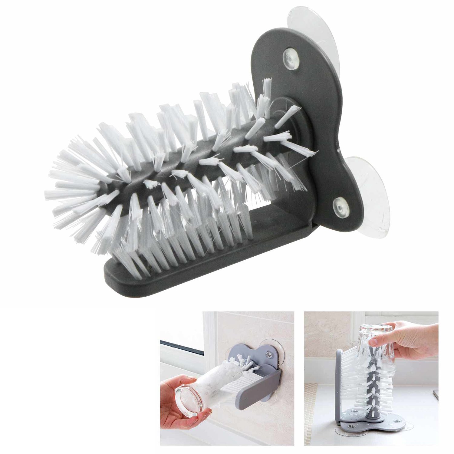 Dubbelzijdige Glazenwasborstel met Suction Cup