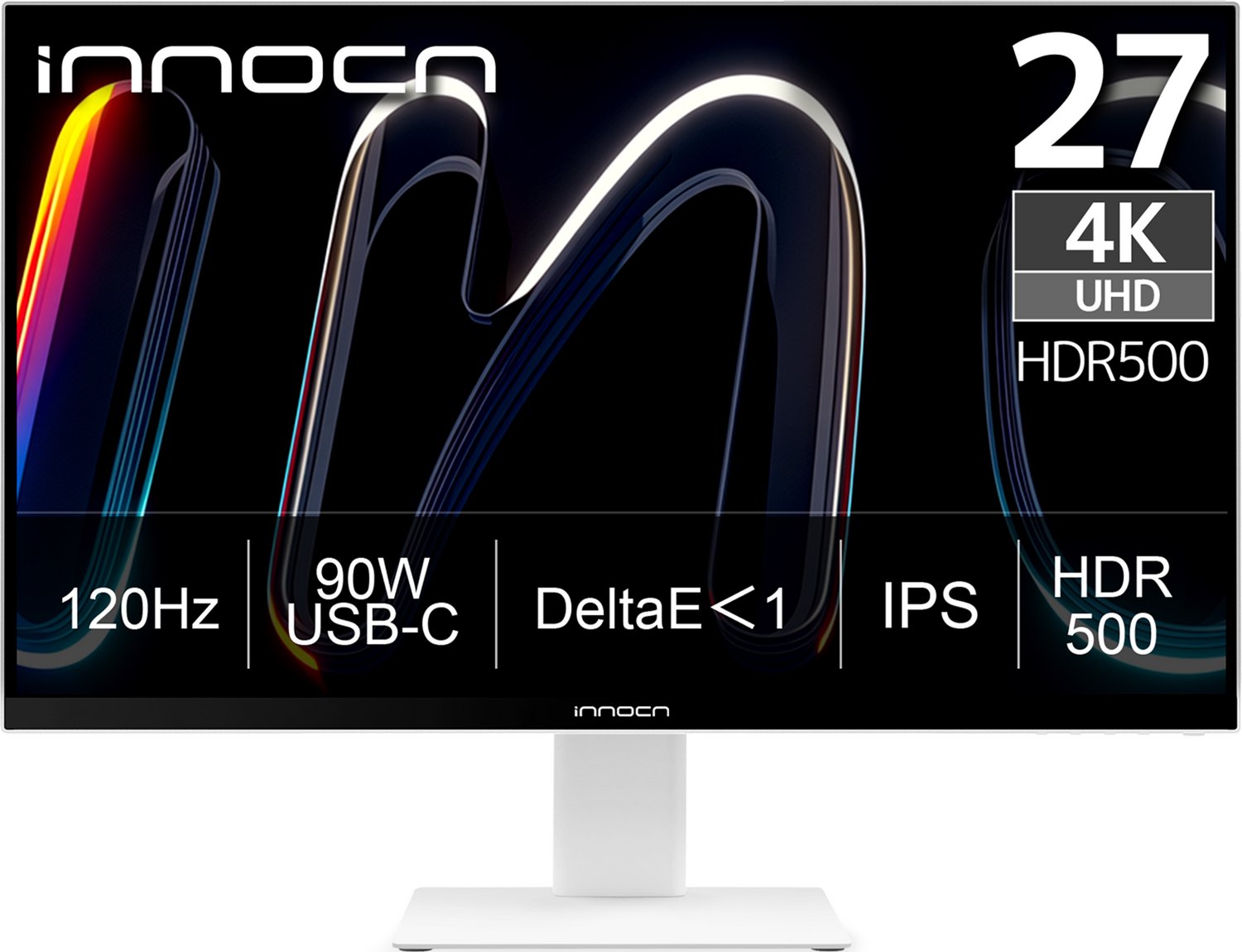 INNOCN 27 inch 4K Design Monitor voor Mac USB-C 90W FreeSync 120Hz - Ergonomisch Designstandaard - Anti Glare - HDR500 - ΔE<1 - 100% sRGB - 99% DCI-P3 - 99% Adobe RGB - 240Hz 1080p - Cloud Dancer Wit