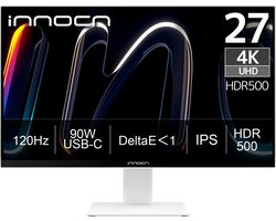 INNOCN 27 inch 4K Design Monitor voor Mac USB-C 90W FreeSync 120Hz - Ergonomisch Designstandaard - Anti Glare - HDR500 - ΔE<1 - 100% sRGB - 99% DCI-P3 - 99% Adobe RGB - 240Hz 1080p - Cloud Dancer Wit