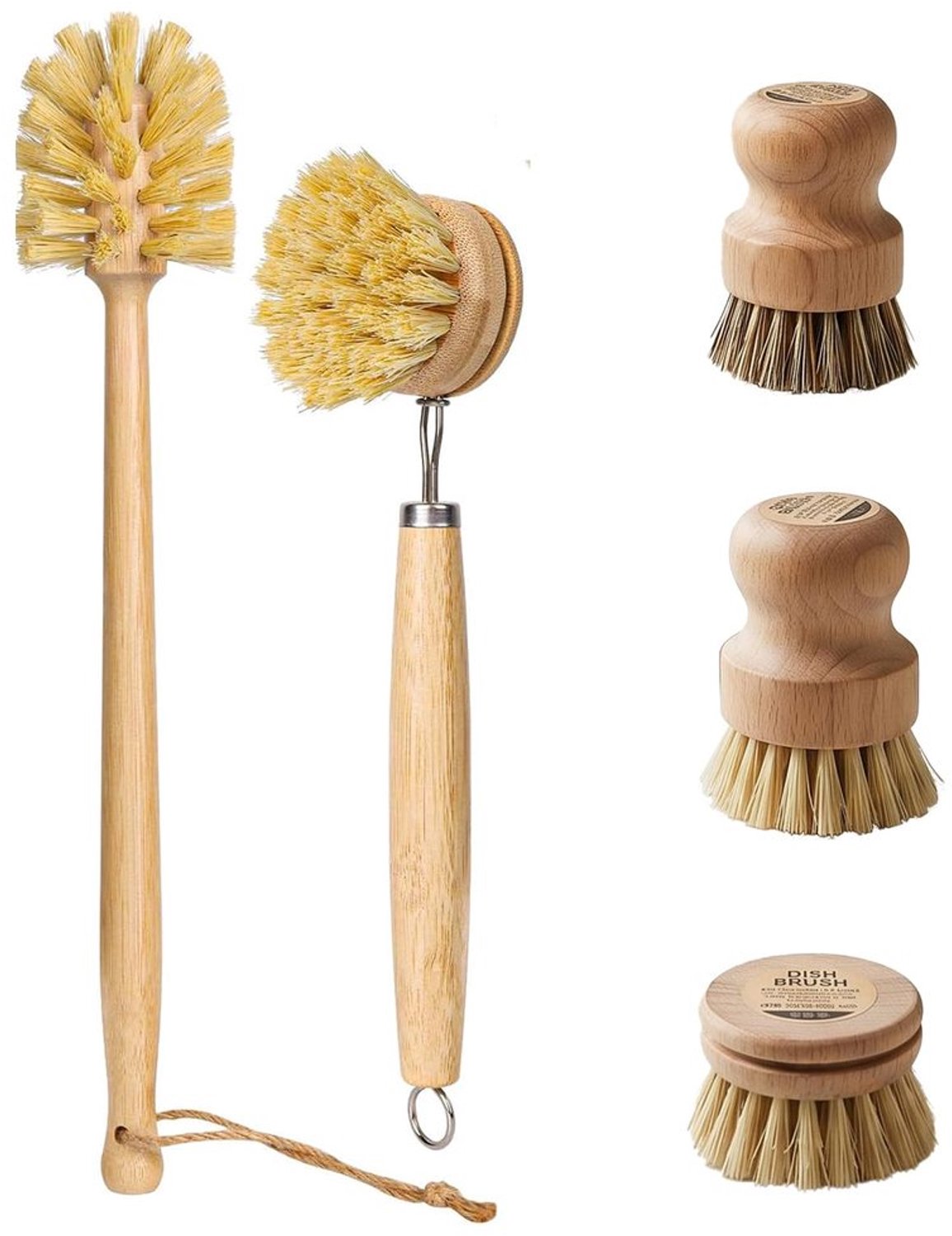 Set van 5 Bamboe Afwasborstels met Reserveborstels