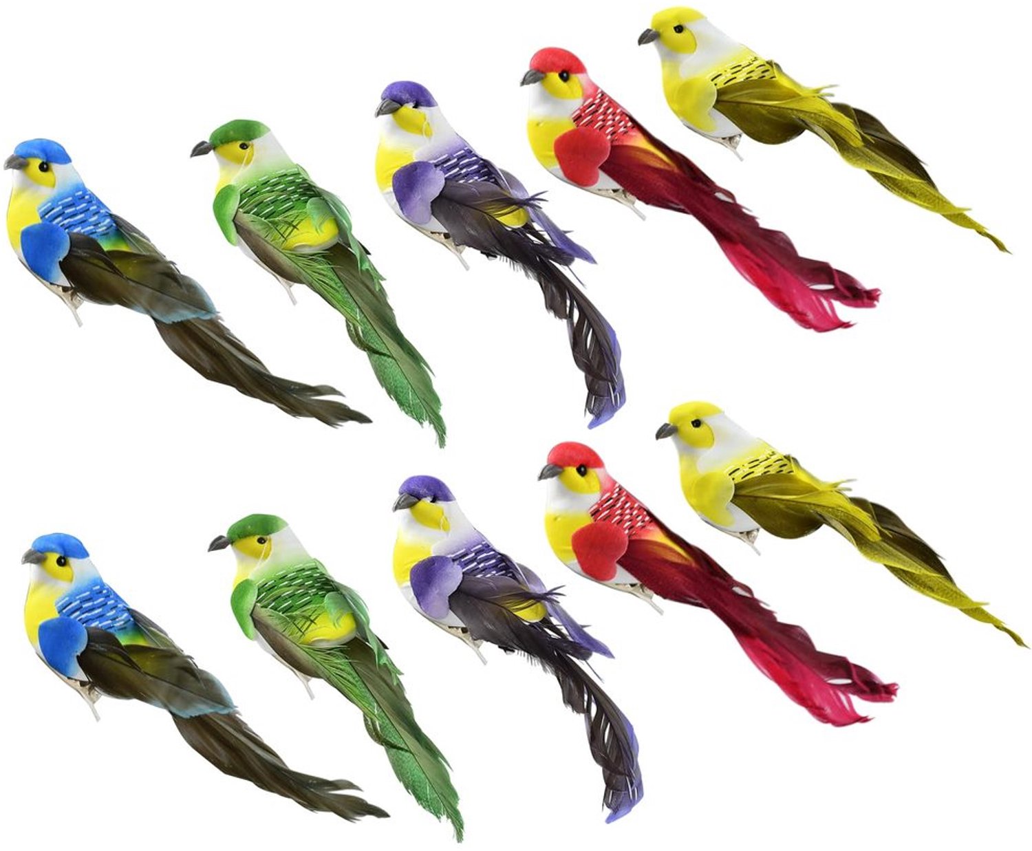 Set van 10 Decoratieve Vogels met Clip