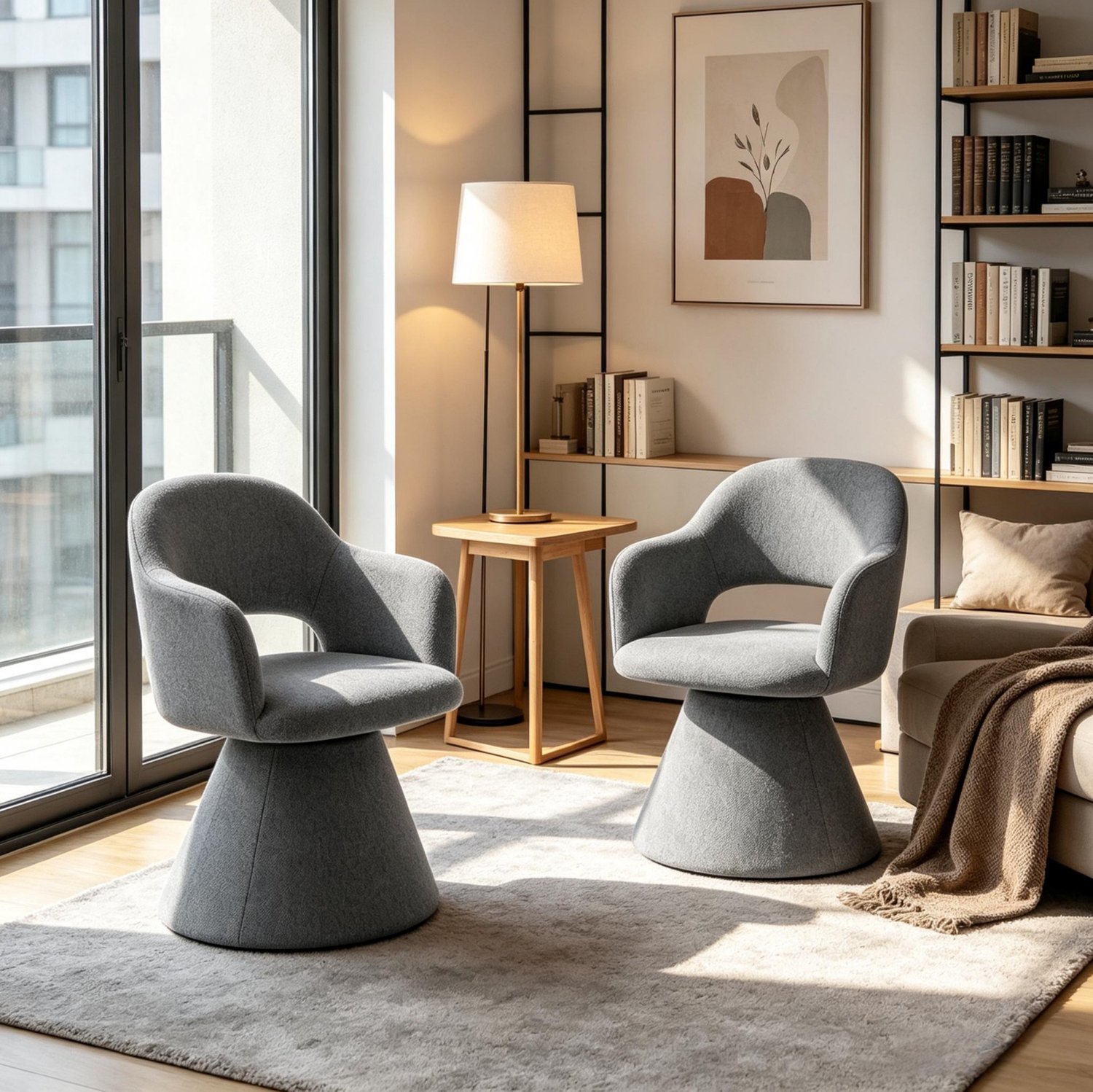 CHICFURN Eetkamerstoel - 360 graden draaibaar - Set van 2 - Grijs