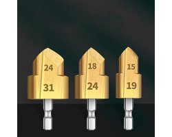 FloraGrace Pijpboorset Nauwkeurig - Voor Ppr En Pvc - Voor Boren En Ruimen - 15 Tot 31 Mm - Staal - Geel