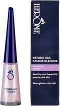 Herome Natural Nail Colour Glamour nagellak in parelmoerroze met doosje voorzien van UV-filter en verstevigende formule.
