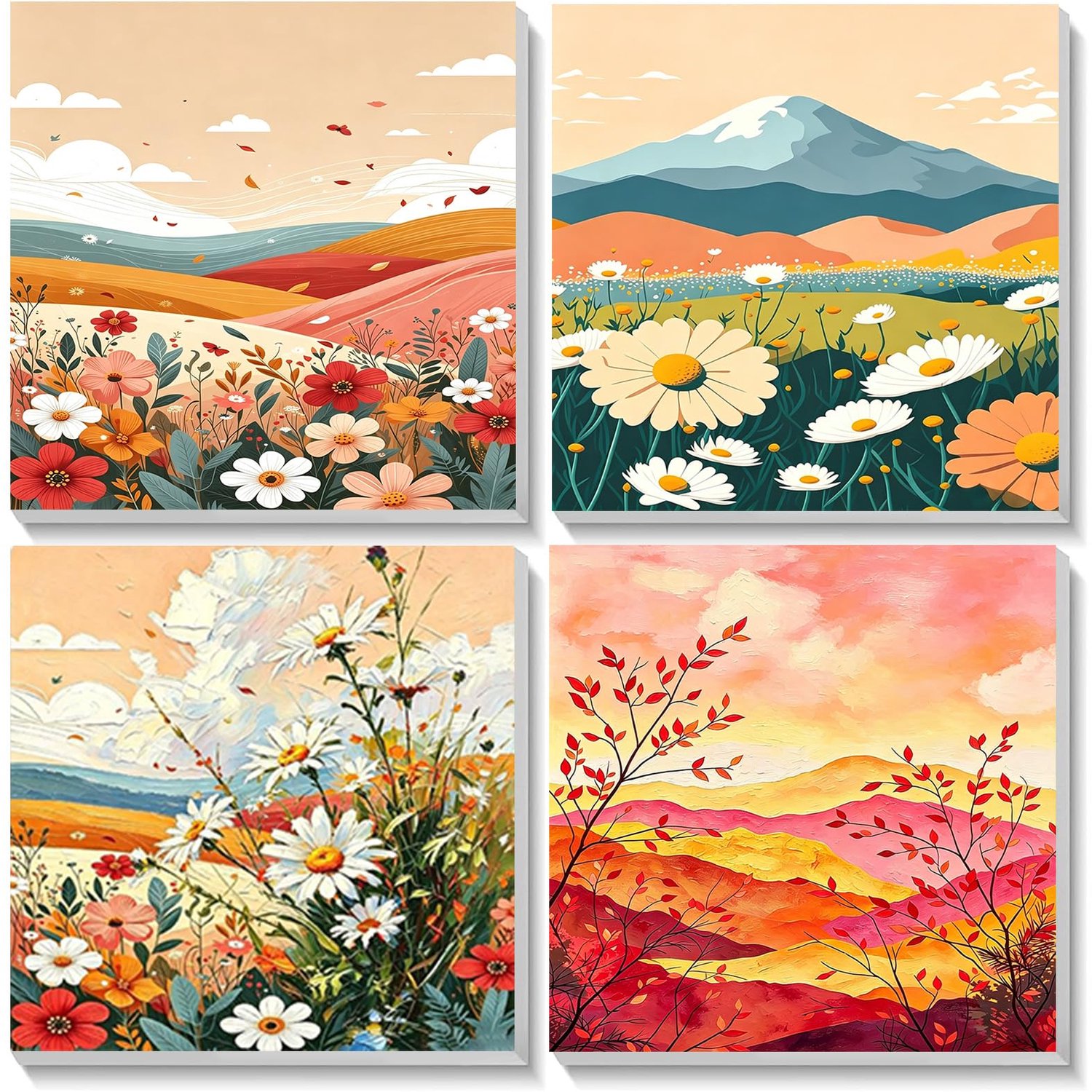Schilderen op Nummer Set - 4 Stuks met Frame voor Kinderen