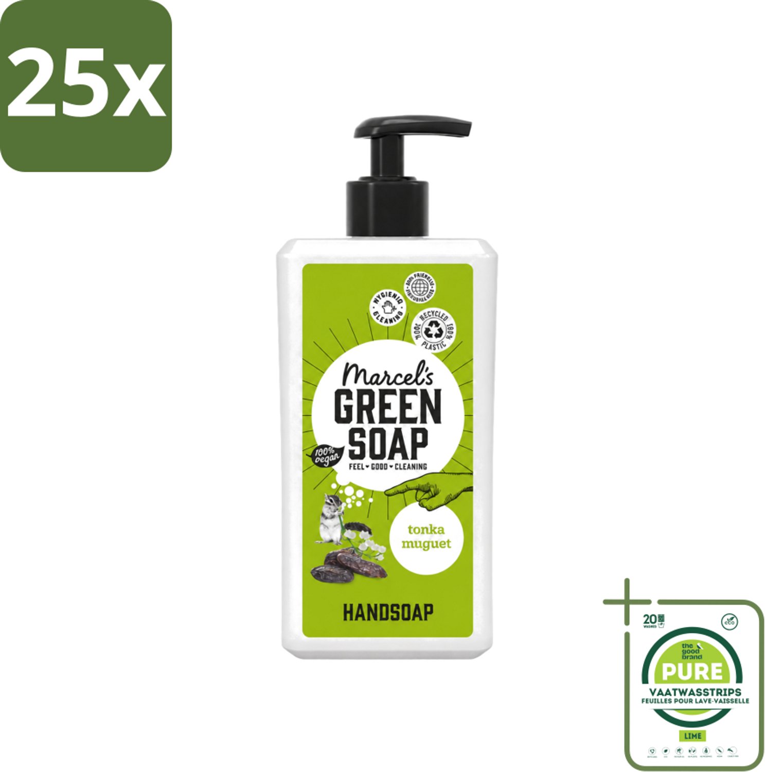 25 x Marcel's Green Soap - Handzeep - Tonka & Muguet - Zachte verzorging - 500 ml - Grootverpakking - Vaatwasstrips - Handzeep - Natuurlijke Handzeep - Plantaardige Handzeep - Zachte Handen - Handzorg