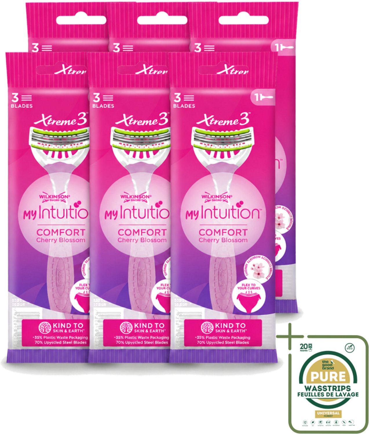 6 x Wilkinson - Wegwerpscheermesjes - Xtreme 3 My Intuition - Comfortabel - 1 scheermesje - Wasstrips - Scheermesje Vrouwelijk - Wegwerpscheermesje - Comfortabel Scheren - Huidverzorging - Jojoba-olie