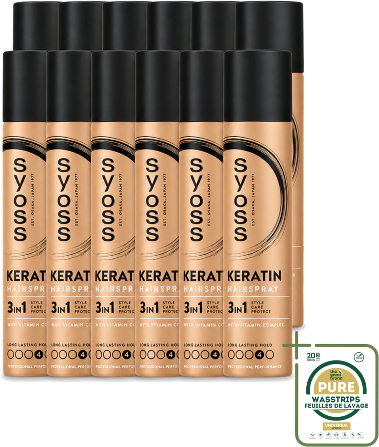 12 x Syoss - Haarspray - HSP Keratin - 75 milliliter - Wasstrips - Kwaliteit - Prijs - Beschikbaarheid