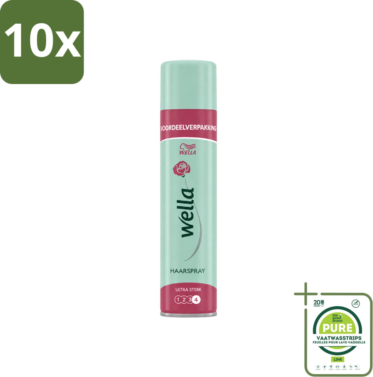 10 x Wella – Ultra Strong Hold – Haarspray – 400 ml - Grootverpakking - Vaatwasstrips - Haarspray - Haartypen - UV Bescherming - Fixatie - Haartypen