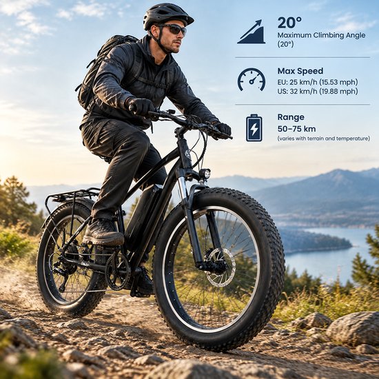 KZQ Zwarte Model A35 Allround Fiets Met Carbonstalen Frame - 48V 15.6Ah Accu En 250W Motor Voor Stad En Offroad — afbeelding 2