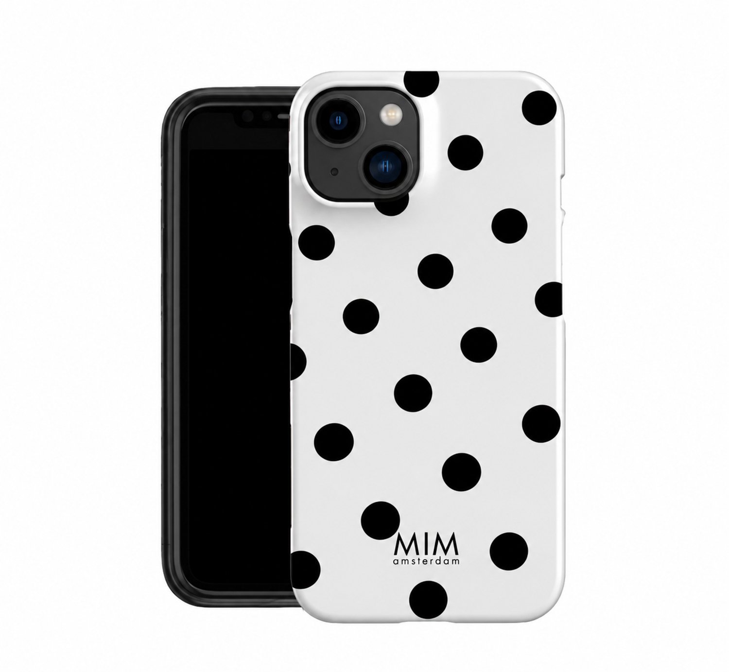 MIM Amsterdam - French Girls - Geschikt voor iPhone 18 Pro Max - Telefoonhoesje - Shockproof Case - Wit met Zwarte Stippen – Polka Dot Design - Beschermhoes - Trendy Phone Case