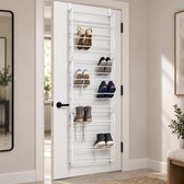 Life's Green Schoenenrek deur – Voor alle binnendeuren – Schoenenrek hangend voor 24 tot 36 Paar Schoenen – Schoenenkast - H180xB50xD20cm – Schoenenopberger – Kunststof/Metaal – Wit