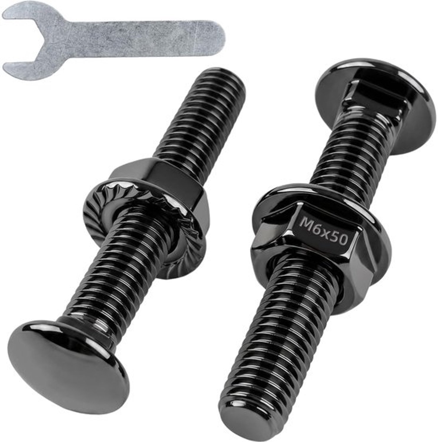 Slotbouten M6 x 50 mm zwart 25 stuks set met flensmoeren