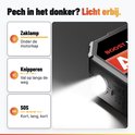 AutoXtreme jumpstarter met ingebouwde zaklamp en SOS-modus.