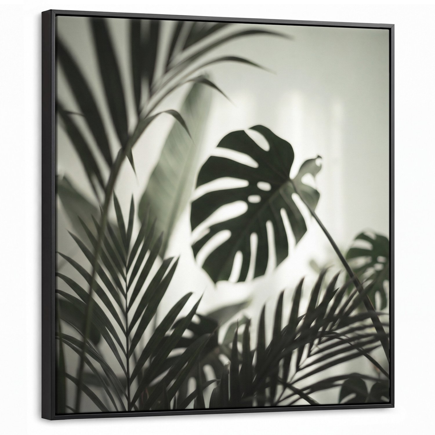 Canvas Schilderij met Baklijst - Planten - Bladeren - Natuur - Minimalistisch - Groen