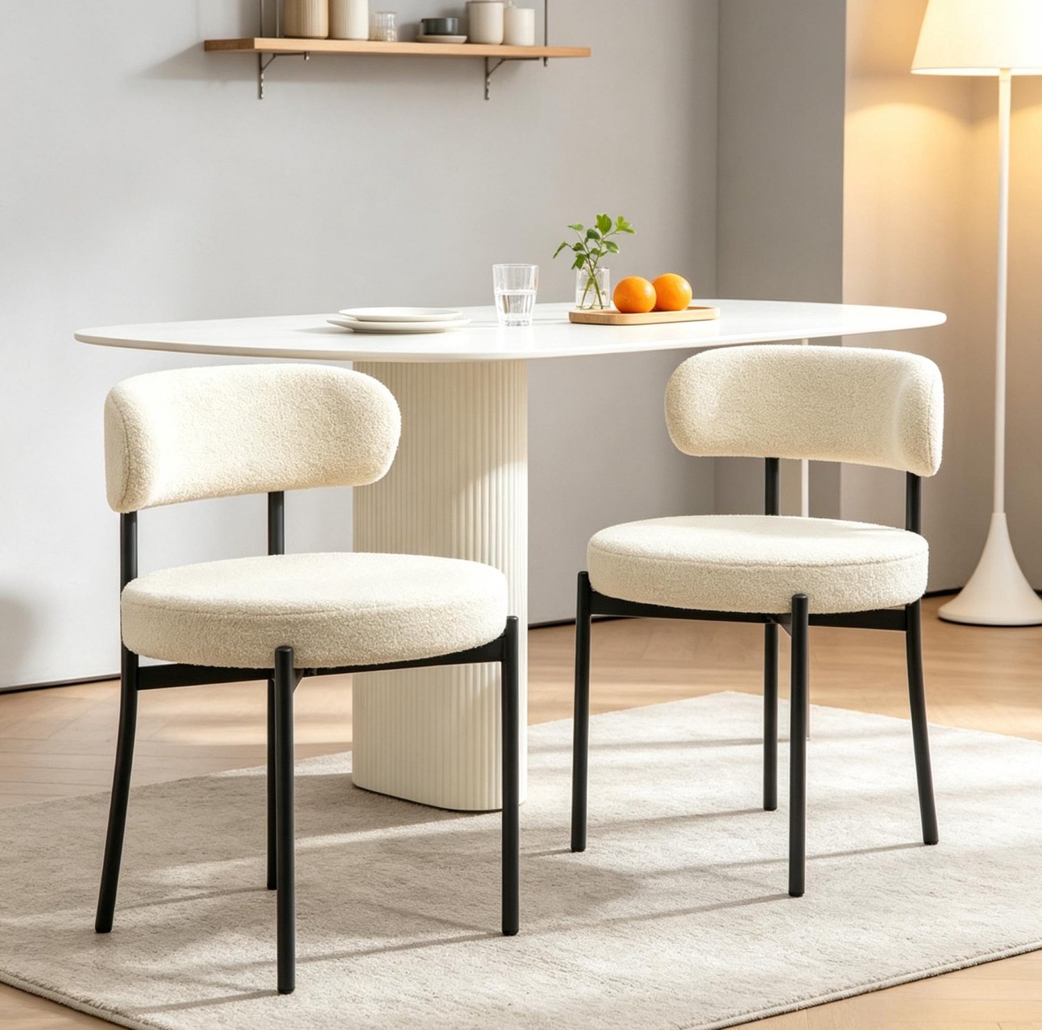 CHICFURN Eetkamerstoel - Set van 2 - Gewatteerde zitting - Beige