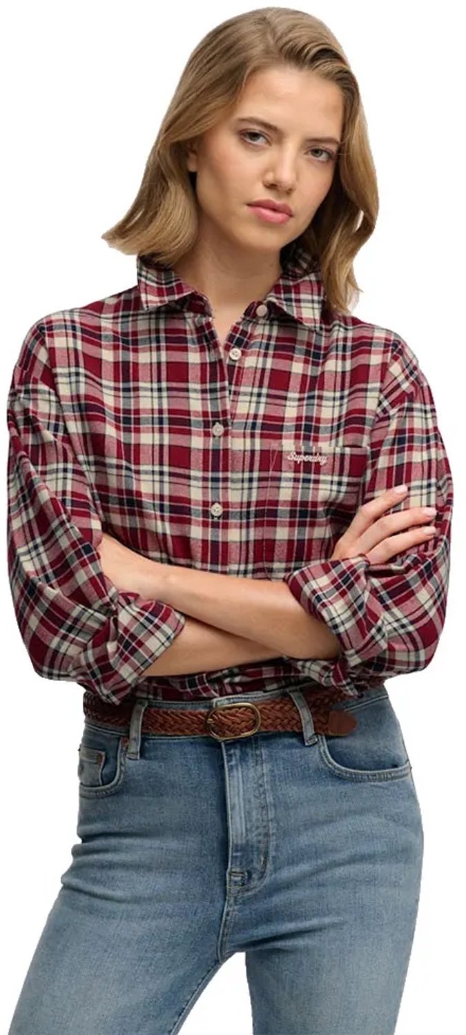 Superdry Check Flannel Relaxed Overhemd Met Lange Mouwen M Vrouw Bordeaux