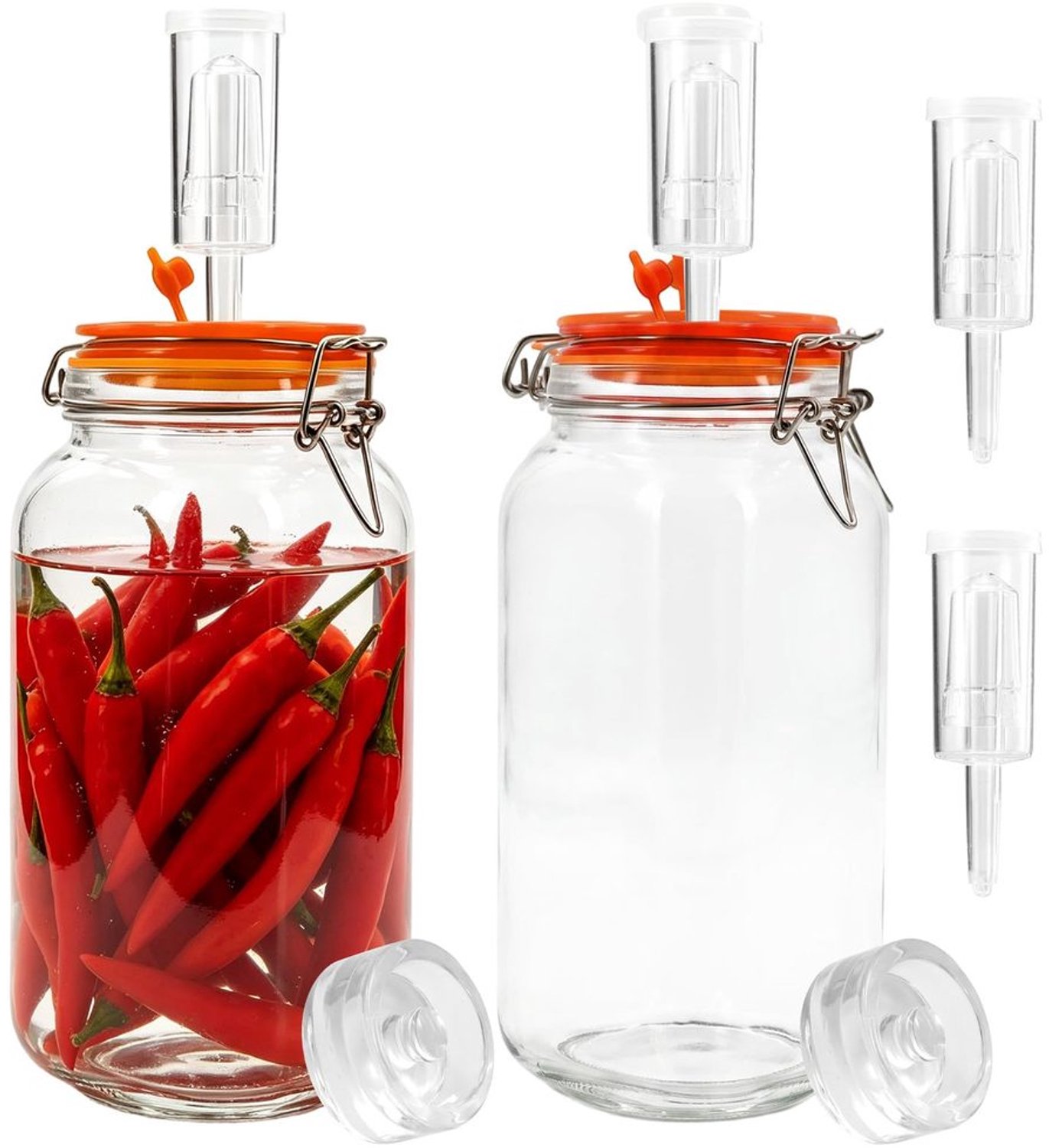 Fermentatieglas Set van 2 met Ventielen voor Kimchi