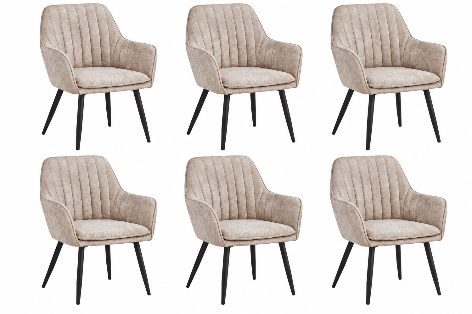 Colenis Lavinia Eetkamerstoel - Set Van 6 - Taupe - Chenille Stof - Design
