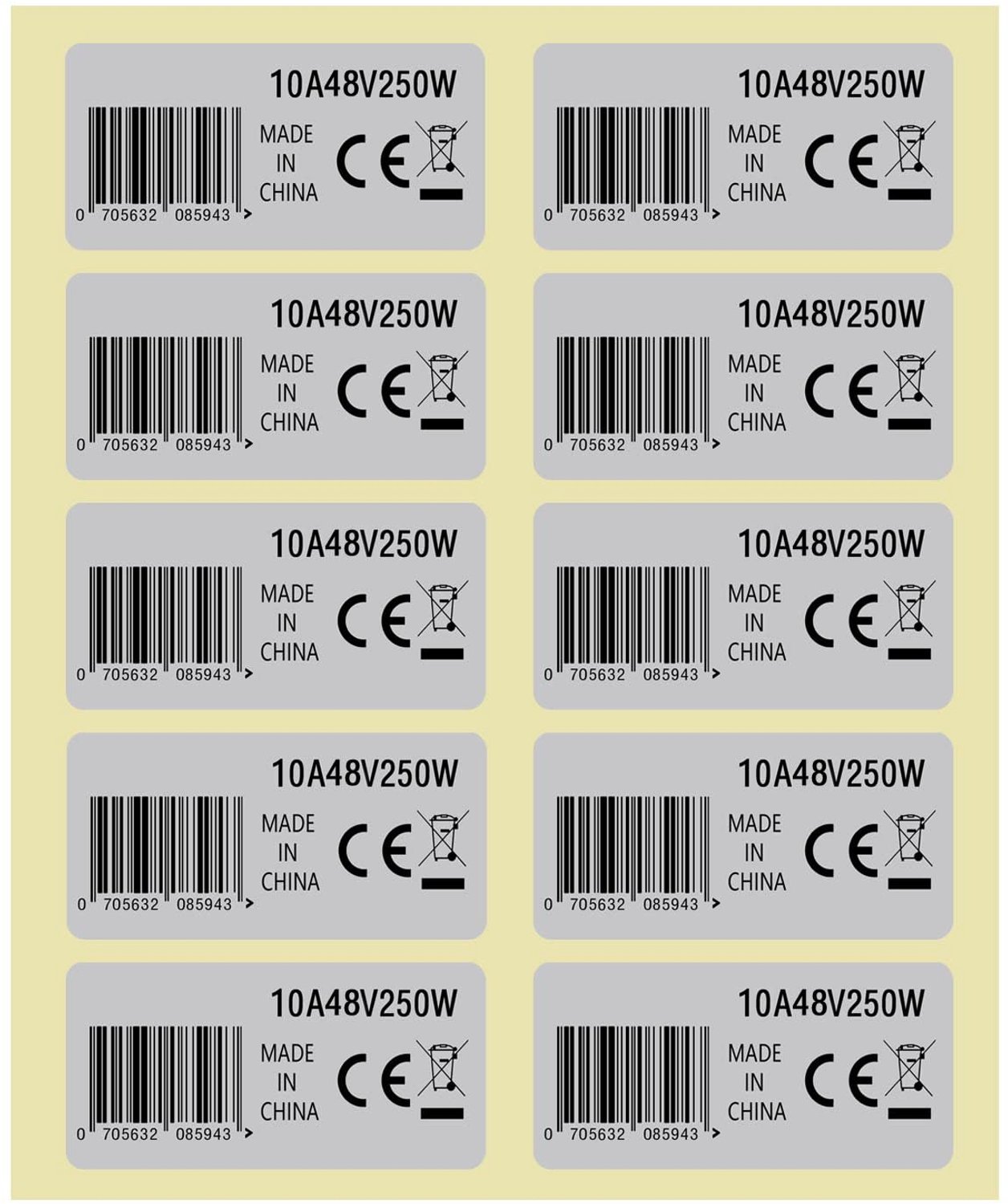 Mid Drive Motor Sticker - Waterdicht - Zilver - CE Label - 10 stuks - Geschikt voor BBS02B BBS01