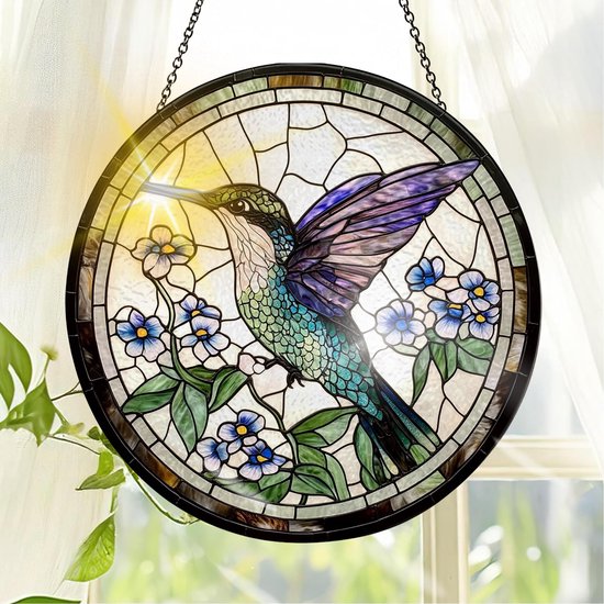 Handgemaakte Glas-in-lood Raamdecoratie met Diermotief 20 x 20 cm — afbeelding 2