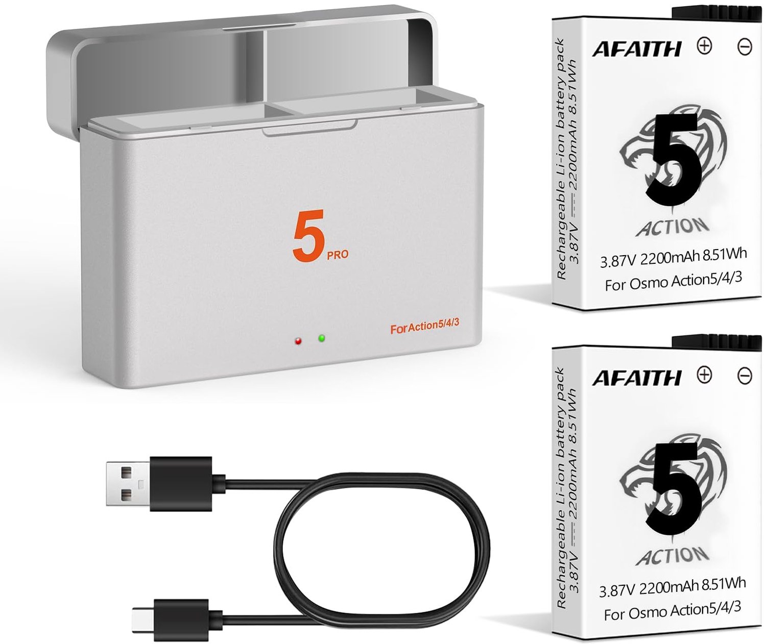 2 Stuks Oplaadbare Actiebatterijen voor Cameras