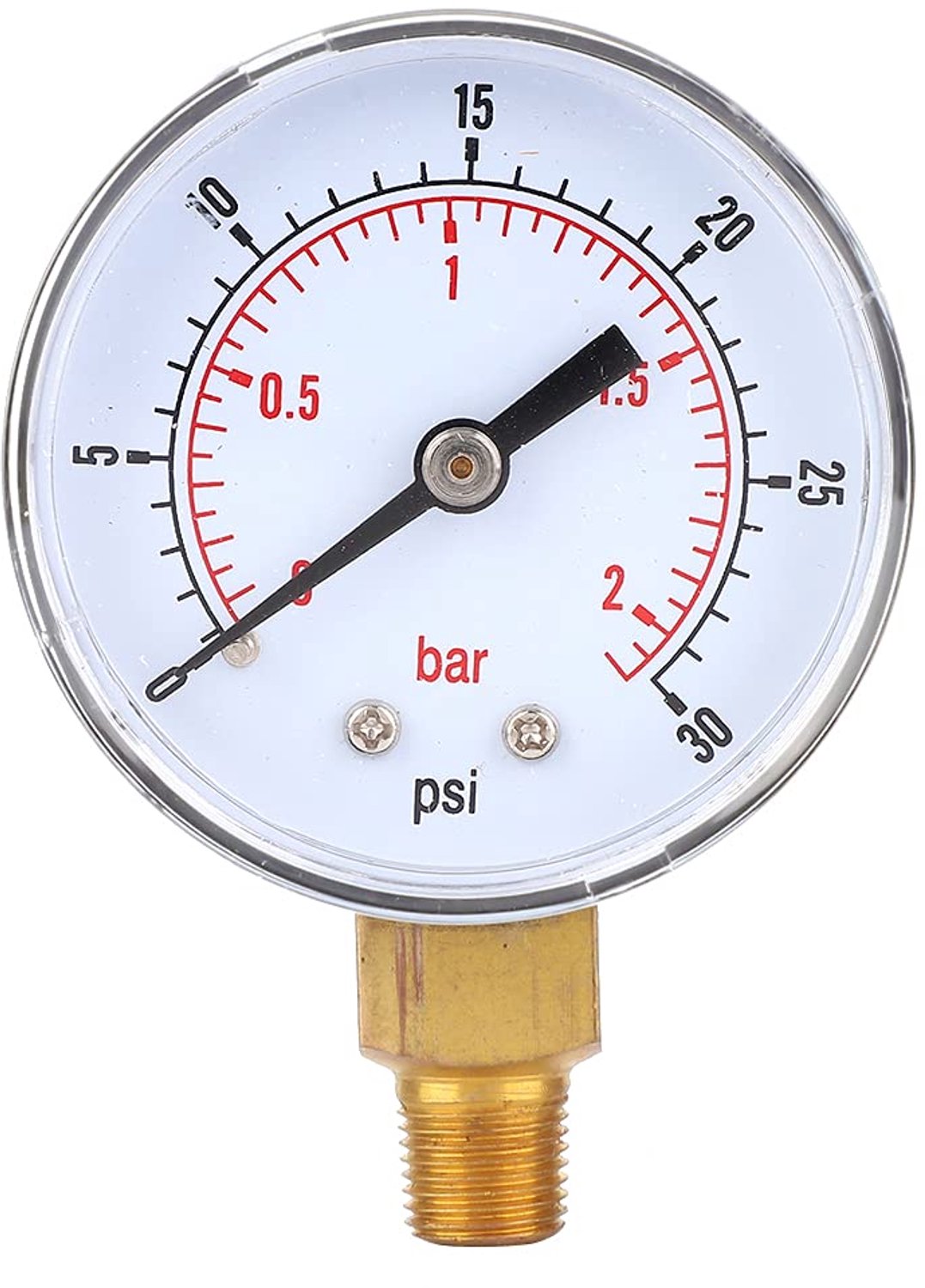 Drukmeter 50mm - Vloeistofgevuld - Aluminium Behuizing - 1/8" BSPT Onderbevestiging - Geschikt voor Lucht/Water/Olie/Gas - Hoge Nauwkeurigheid - Manometer