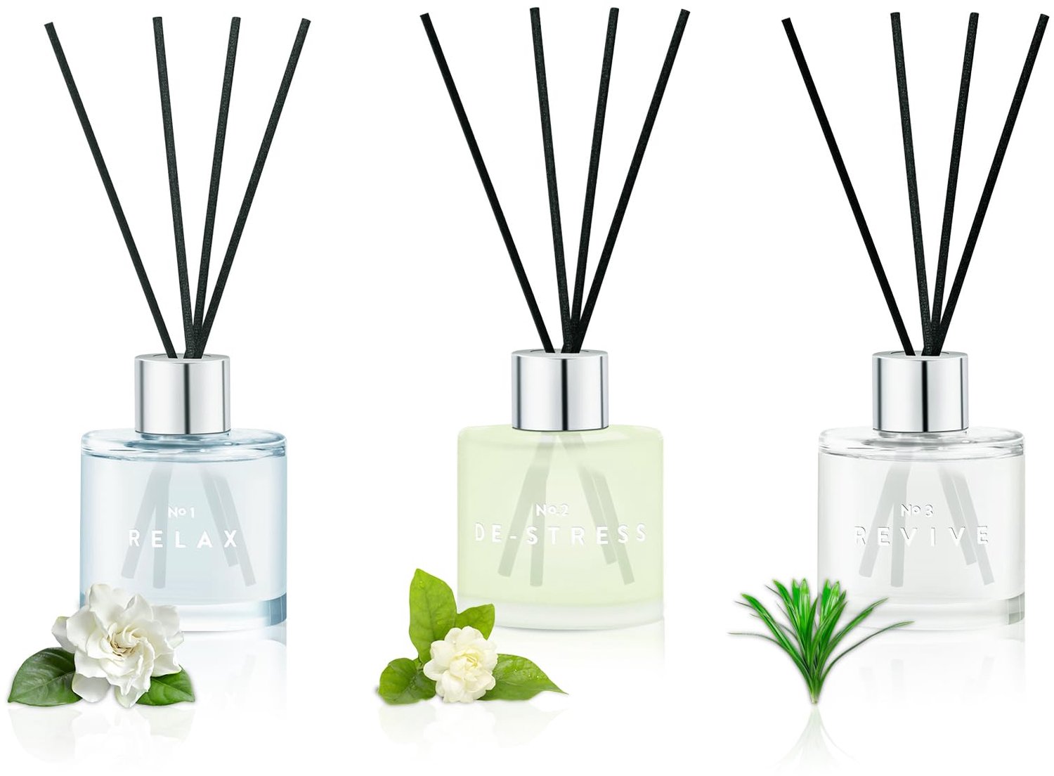 Geur Reed Diffuser Set 3 x 50ml met 12 Stokken