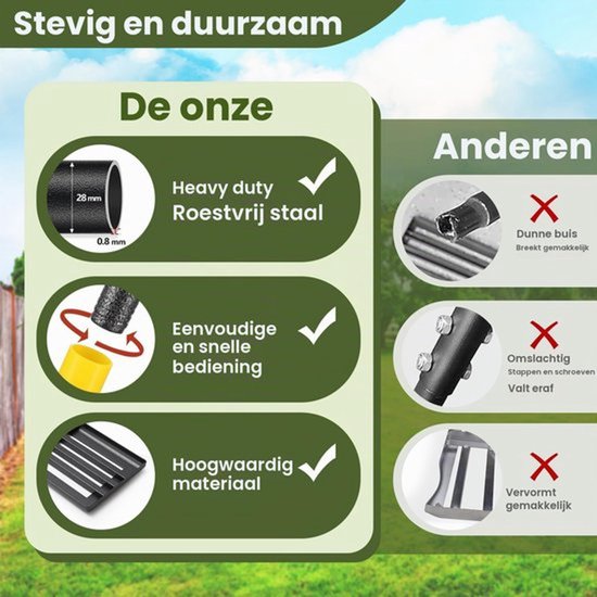 Grashark, groot, 152 cm, zware metalen gazonnivelleringshark met 76 cm kop, tuinhark voor het egaliseren van grond, het verspreiden van compost, het verwijderen van puin - Multifunctioneel gereedschap — afbeelding 3
