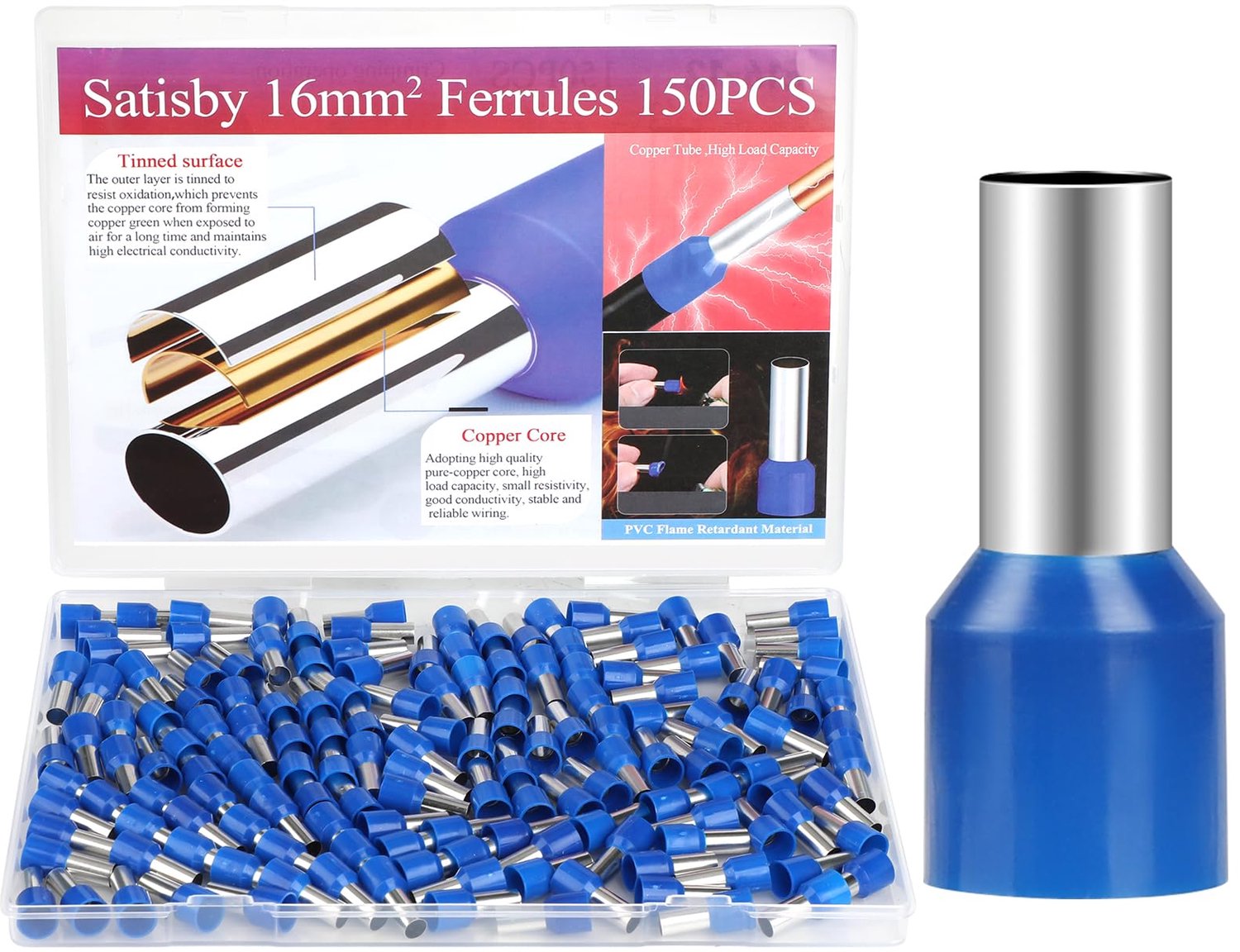 150 Stuks Ferrules 16mm² met Koper Kern