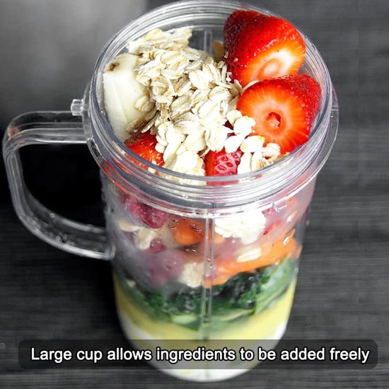 Blenderbekers 650ml - 2-pack - Compatibel met Magic Bullet - Vaatwasmachinebestendig - BPA-vrij - Handvat voor comfort - Reservebekers — afbeelding 4