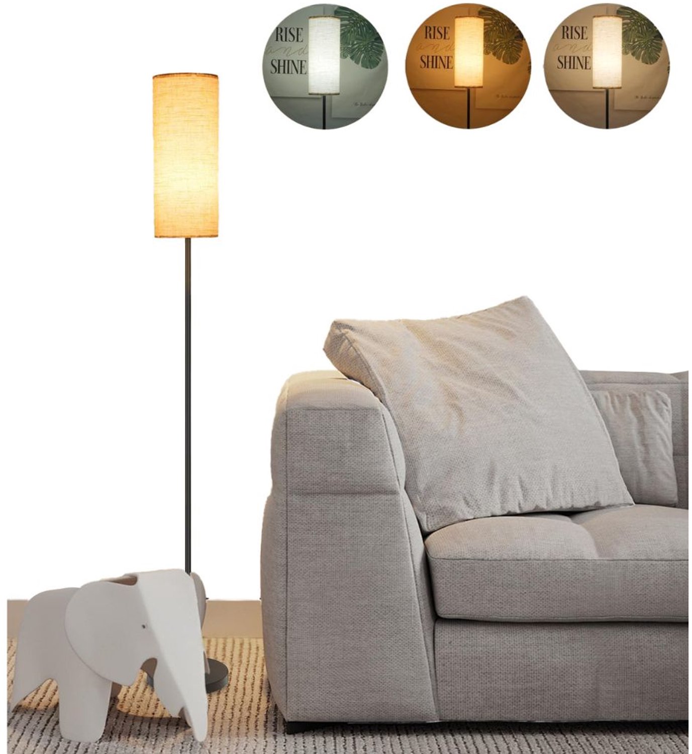 Hoeklamp - Vloerlamp - Staande Lamp - Zwart en Beige