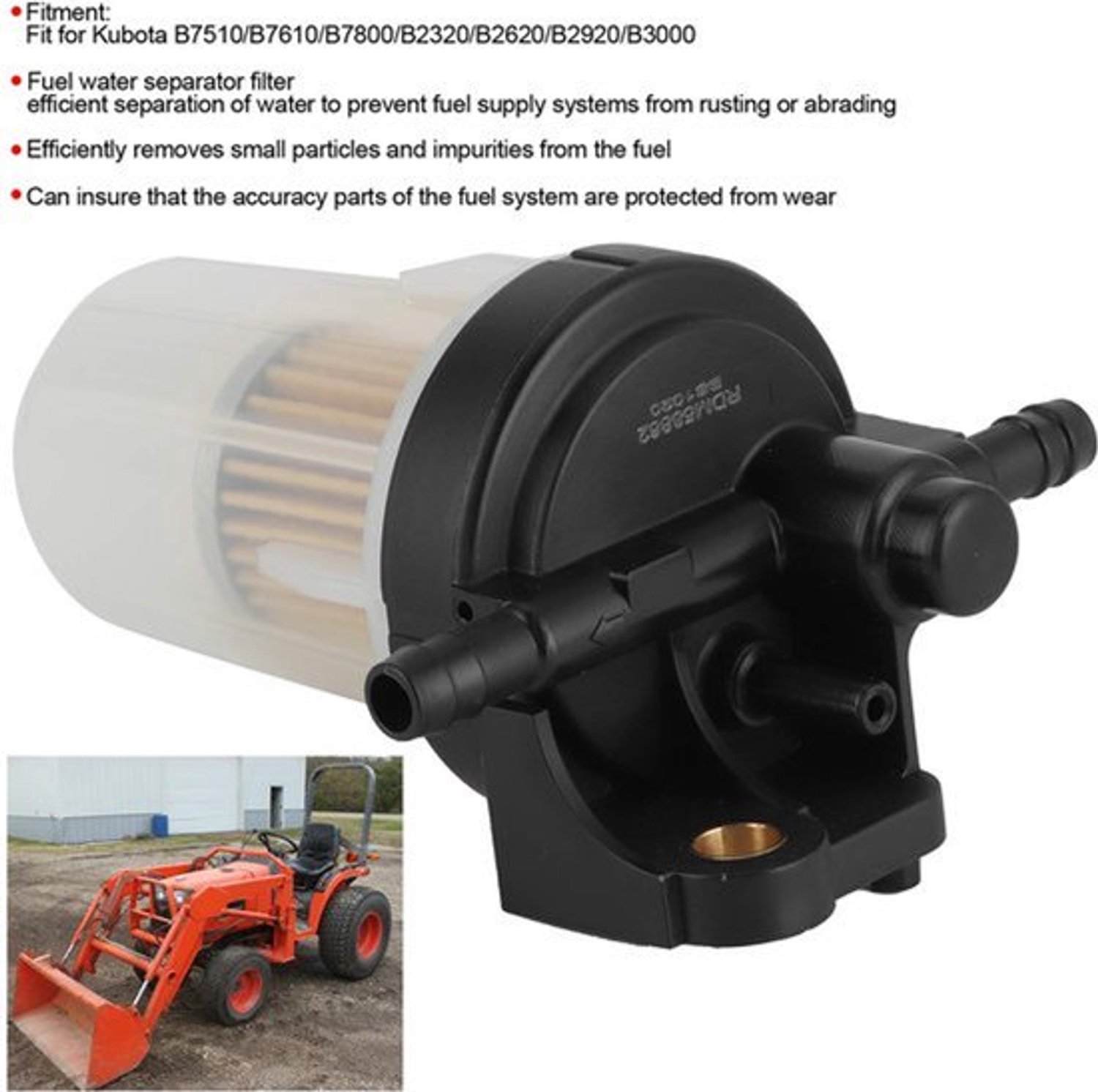 Brandstoffilter, 6A320-58862, Brandstof Waterafscheider Filter Montage Fit voor B7510 / B7610 / B7800 / B2320 / B2620 / B2920 / B3000