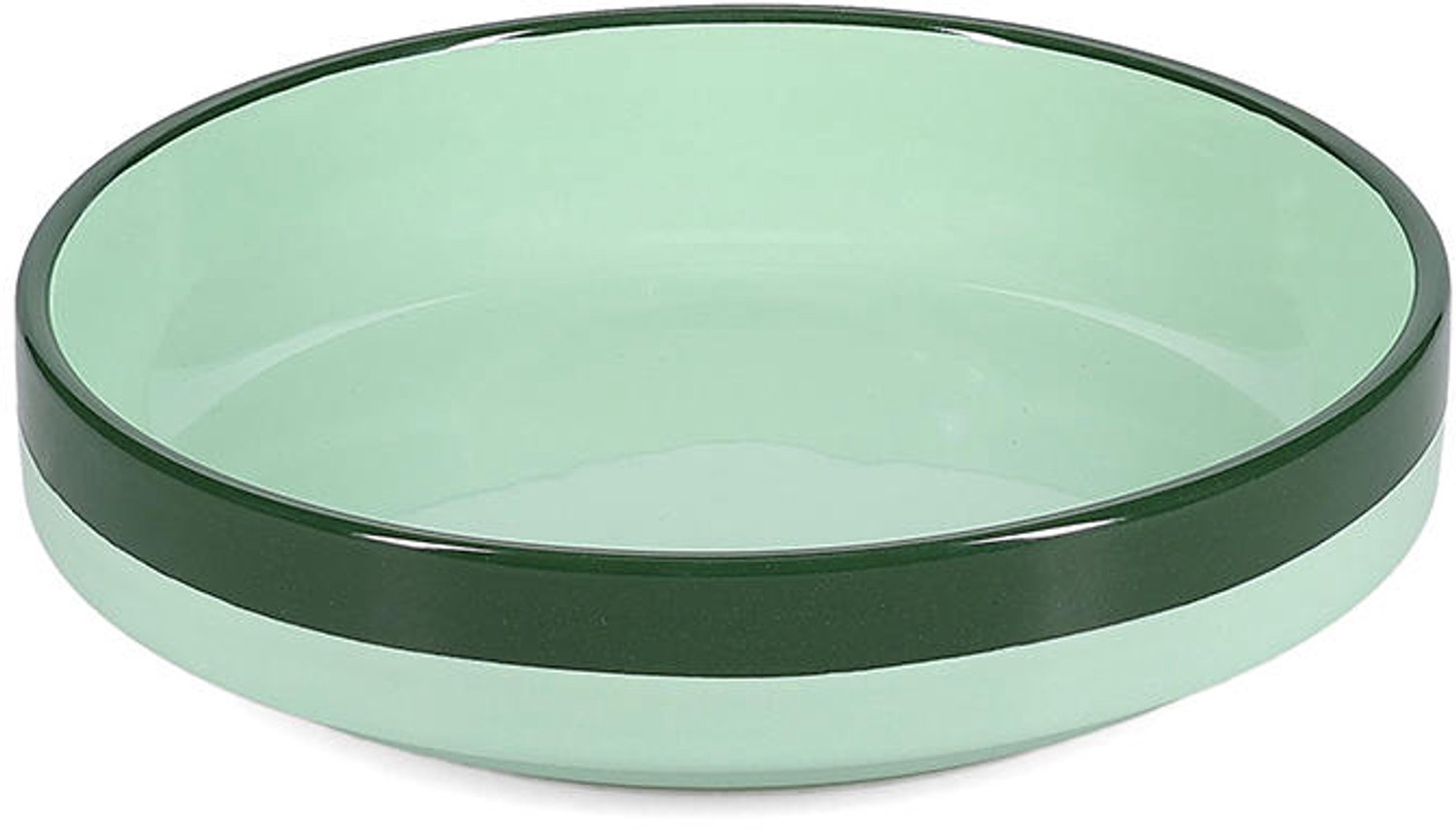 Fameilleur kom 21x5H5cm groen Duo set van 2 - stenen serveerkom en schaaltje, voor ontbijt, muesli, soep, dessert, snacks en bijgerechten, vaatwasser- en magnetronbestendig, voedselveilig, servies voor thuis, restaurant en horeca, mooi als cadeau