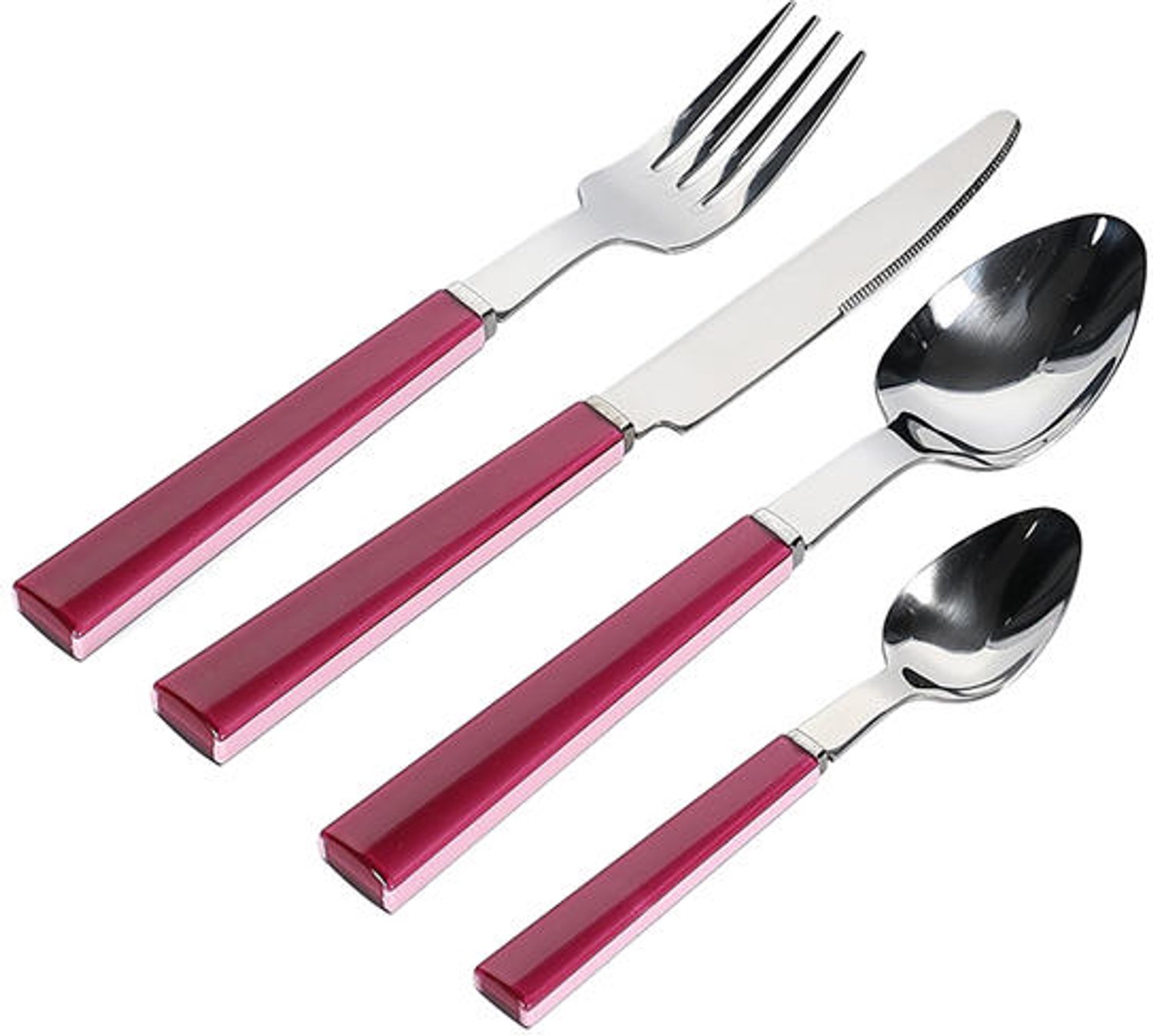 Fameilleur bestekset 16-delig framboosrood roze Poppy - roestvrijstalen bestekset, voor dagelijks gebruik en diner, vaatwasserbestendig, voedselveilig, keukengerei voor thuis, restaurant en horeca, mooi als cadeau