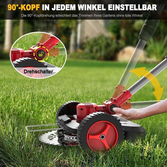 Traumheim HY-08 - Accugrastrimmer - 2 x 4,0 Ah accu - Telescopisch - Rood — afbeelding 4
