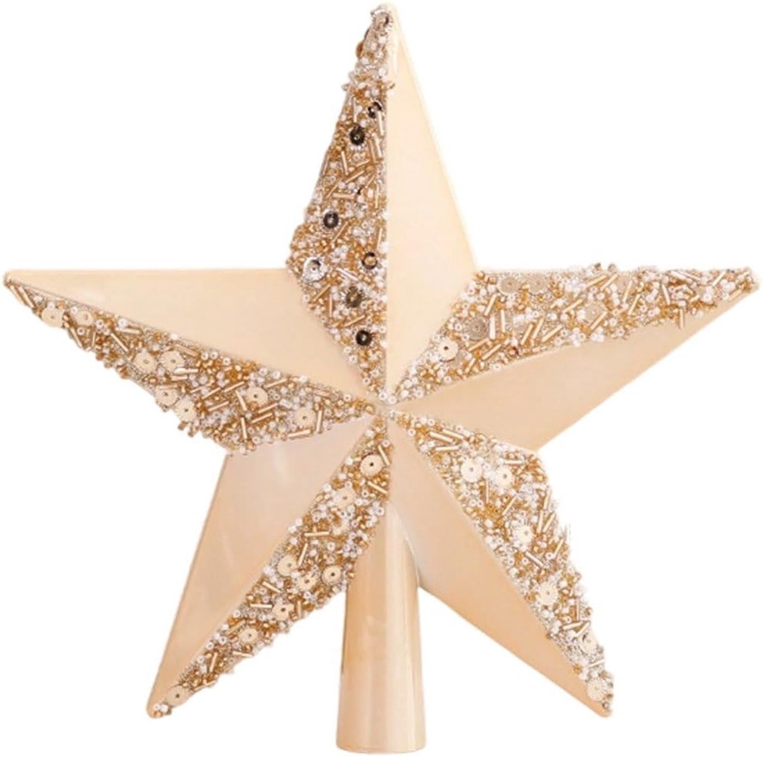 Kerstboomtopversiering in de vorm van een ster - Kerstdecoratie - Kerstboomtop - Voeg een prachtig accent toe aan kerstfeesten en winterse bijeenkomsten met de familie - Champagnekleur