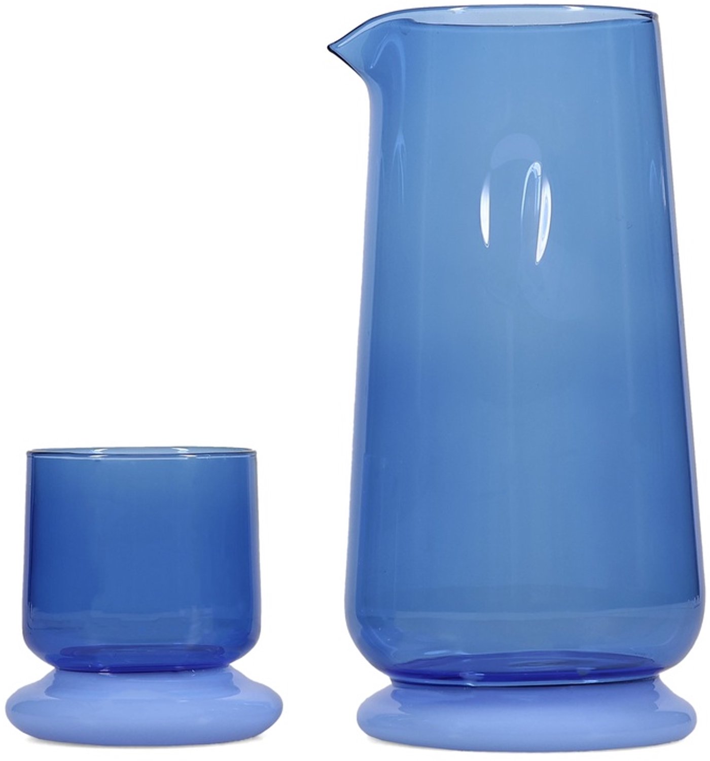 Fameilleur karaf 140cl met drinkglas neptune blauw Marlo - glazen waterkaraf en schenkkan, voor water, wijn en sap, vaatwasserbestendig, voedselveilig, servies voor thuis, restaurant en horeca, mooi als cadeau