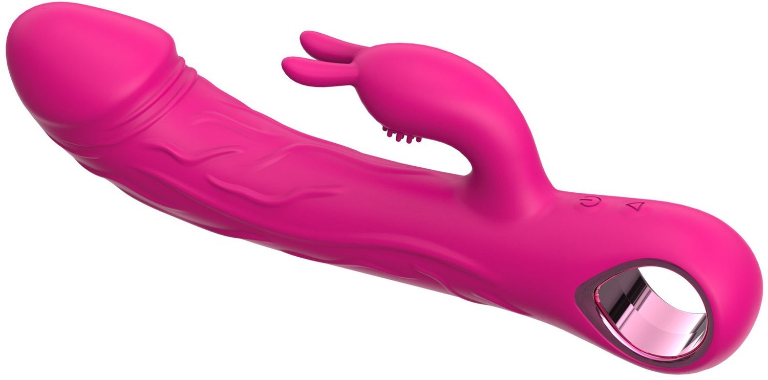 Luxe Konijnen Vibrator met Ring - Oplaadbare G-Spot & Klitoris Massager - Dual Stimulatie Seksspeeltje met Basisring - Waterdichte Vibrator - Fluisterstil & Huidvriendelijk Siliconen - Fuchsiaroze