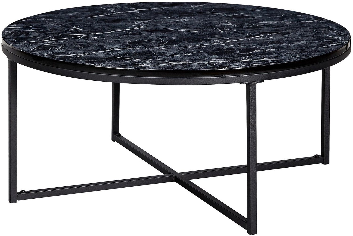 Cosmo Casa Salontafel - MDF - Zwart - Stalen onderstel - 80 x 80 x 36 cm