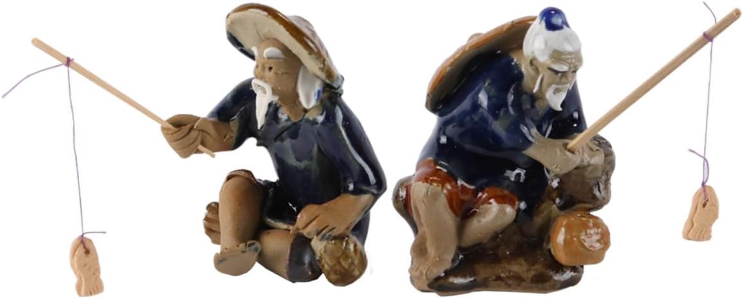 Miniatuur vissen figuren - 1 set oude man keramiek - duurzaam en veilig voor vijver - decoratie voor tuin - ServiceTopper