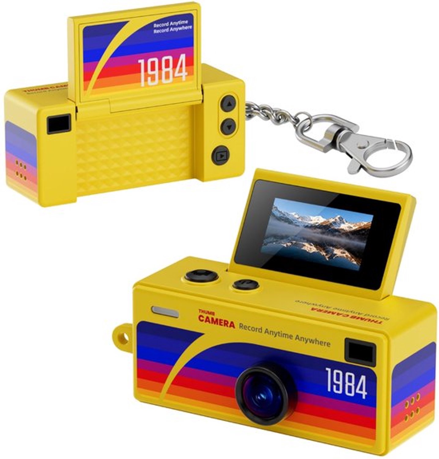 Mini sleutelhanger digitale camera met flip-up scherm, mini-camera, retro