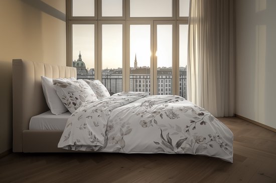 Heckettlane Dekbedovertrek Katoen Satijn Amara - Beige - 100% Katoen-Satijn - Dekbedovertrek 140x200/220cm - Eenpersoons - Wenen van Merkloos — afbeelding 2