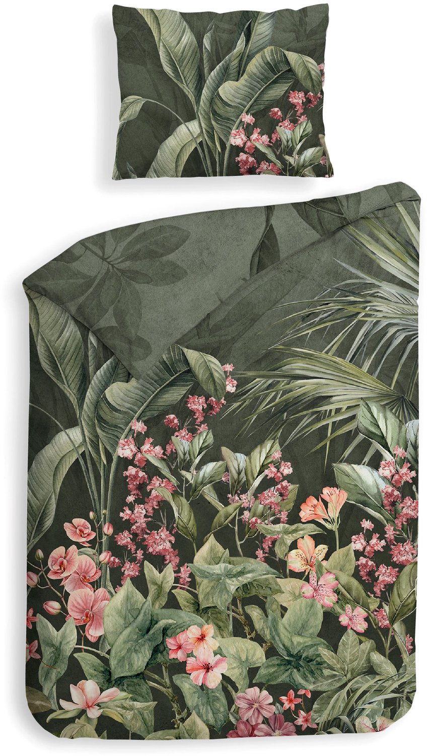 Heckettlane Dekbedovertrek Katoen Satijn Mai - Forest Green - 100% Katoen-Satijn - Dekbedovertrek 200x200/220cm - Tweepersoons - Bangkok van Merkloos — afbeelding 2